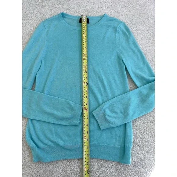 J. Crew Collection Italian Cashmere Teal Sweater Small Long Sleeve Pullover - Picture 6 of 10